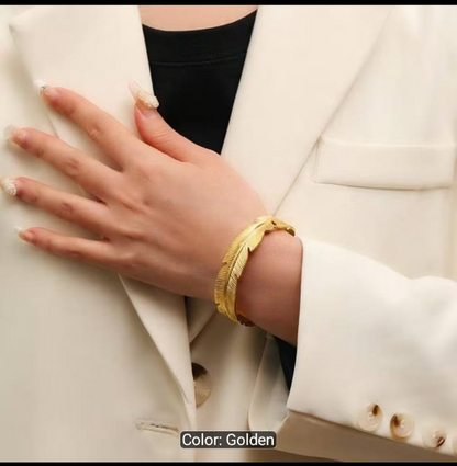 Gold Feather Cuff Bracelet