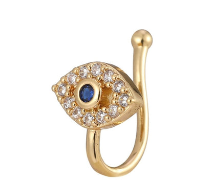 Evil Eye Crystal Nose Pin (Gold Plated)
