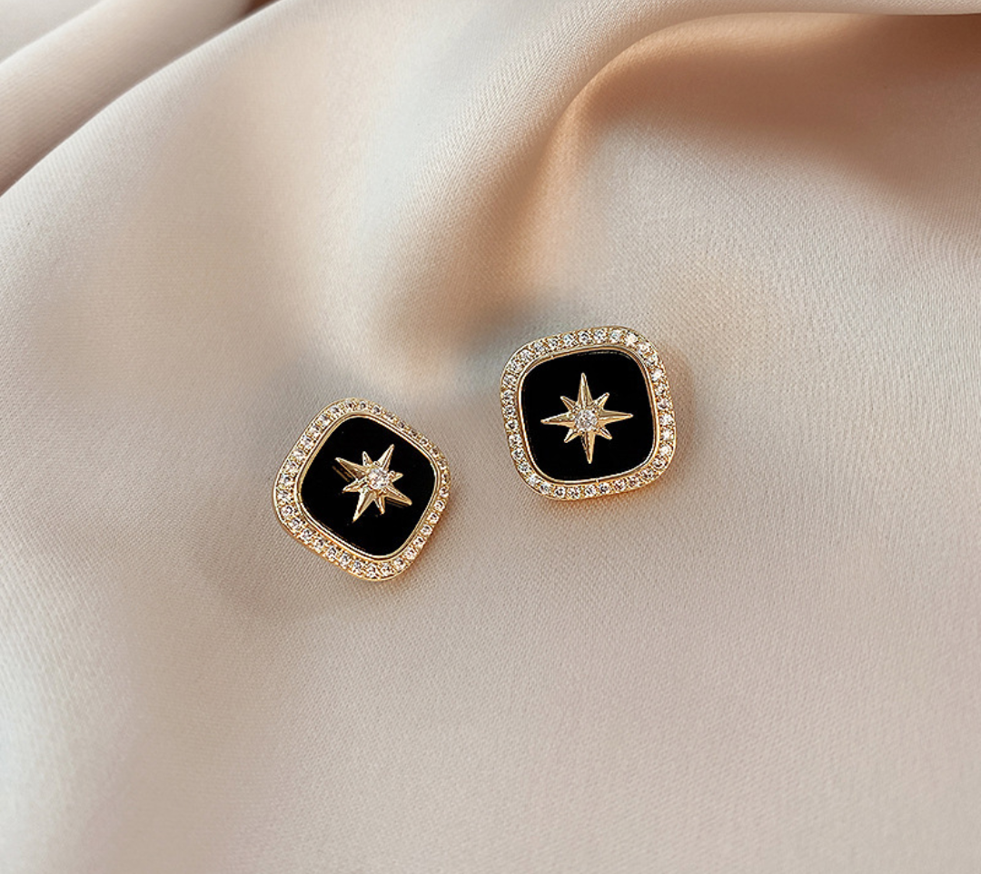 Midnight Star Square Stud Earrings