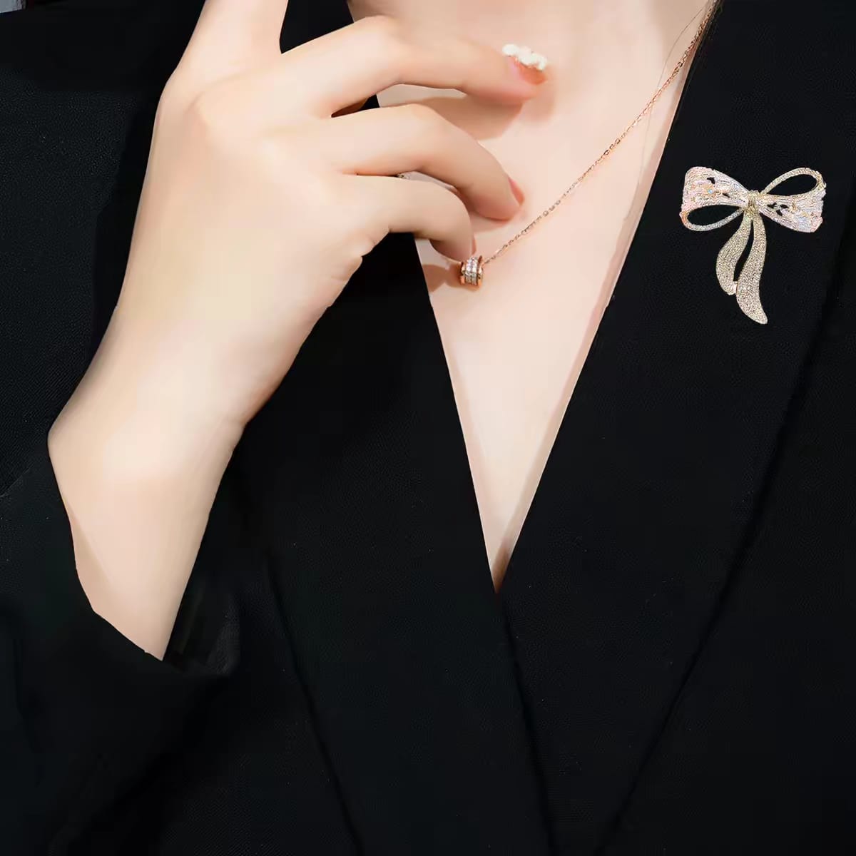 Crystal Bow Brooch
