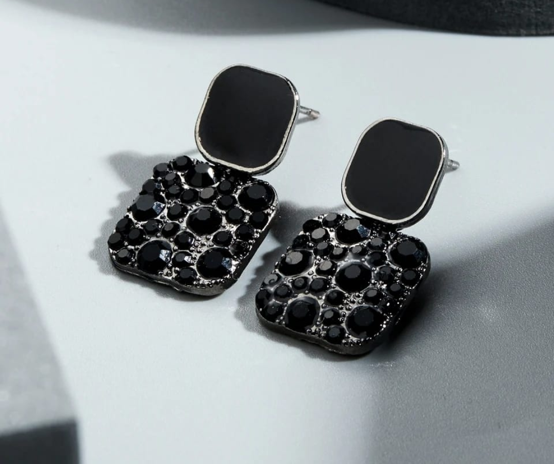 Elegant Square Crystal Drop Earrings