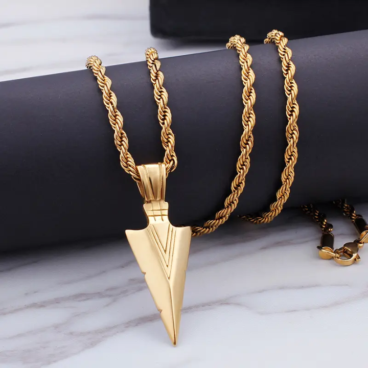 Arrowhead Pendant Necklace for Men – Geometric Statement Chain