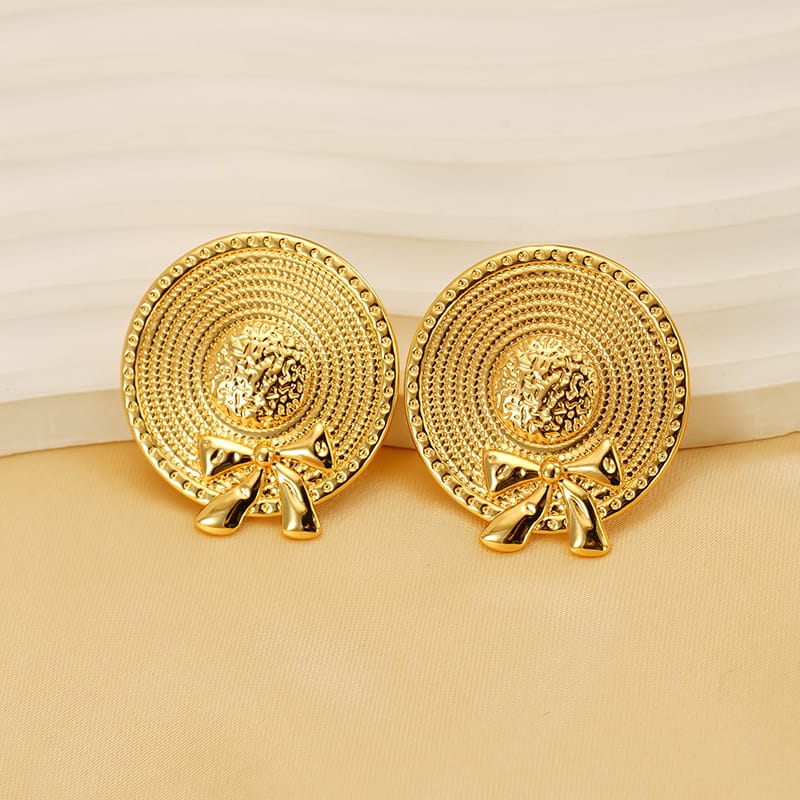 Vintage-Inspired Gold Coin Bow Earrings