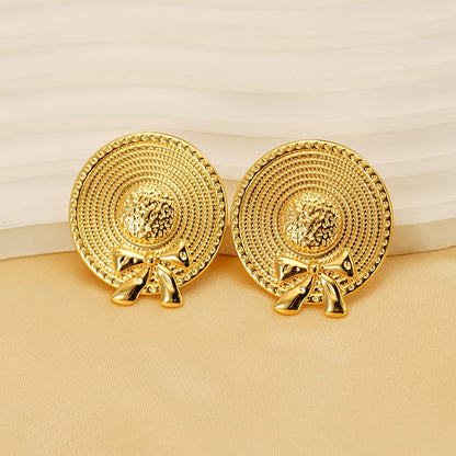 Vintage-Inspired Gold Coin Bow Earrings