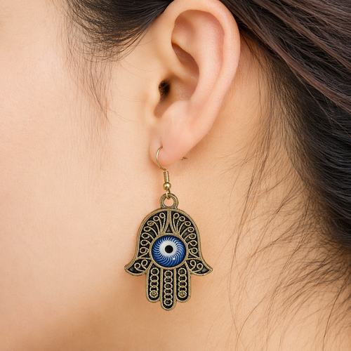 Hamsa Hand Evil Eye Drop Earrings