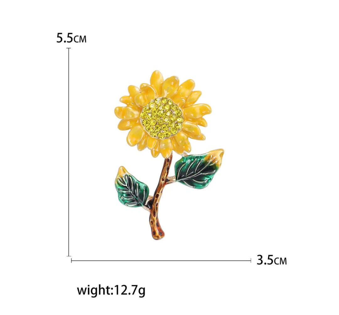 Sunflower Crystal Brooch