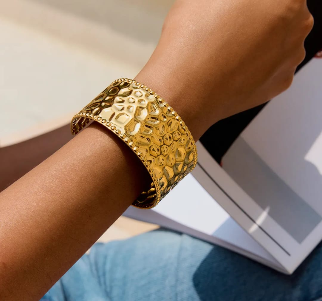 Hammered Gold Statement Cuff Bangle