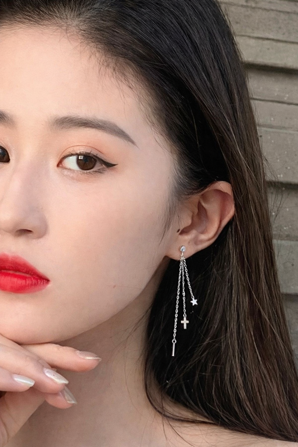 Elegant Star & Cross Chain Tassel Earrings