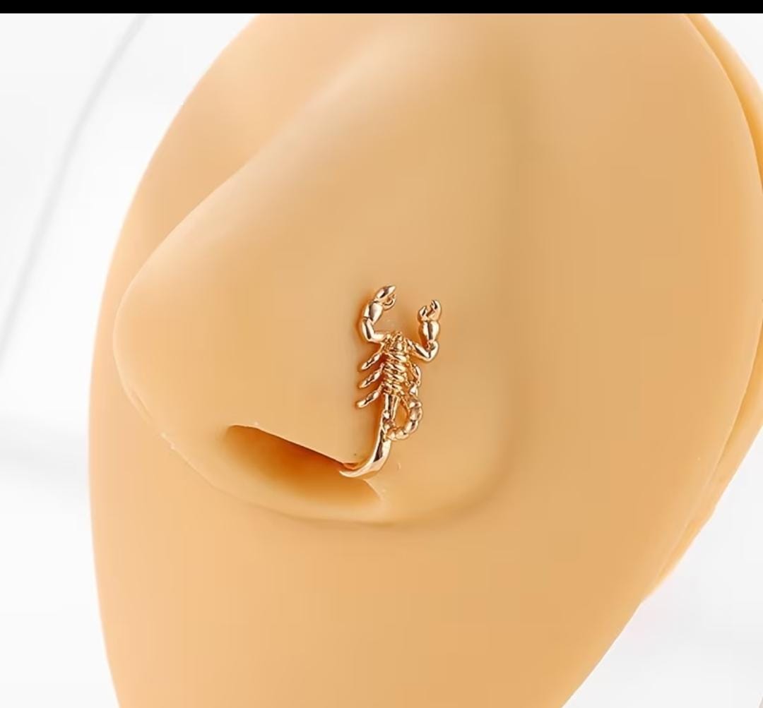 Gold Scorpion Nose Pin – Unique Animal Motif Nose Cuff for Women