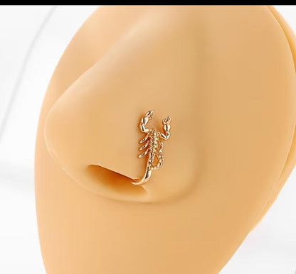 Gold Scorpion Nose Pin – Unique Animal Motif Nose Cuff for Women