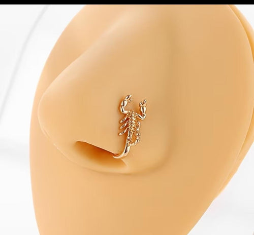 Gold Scorpion Nose Pin – Unique Animal Motif Nose Cuff for Women