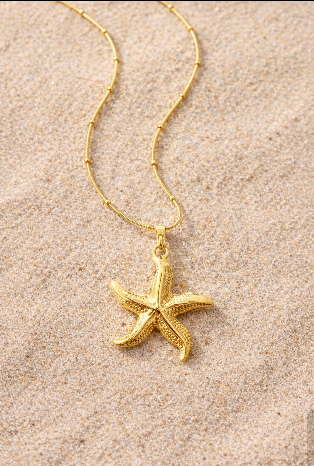 Golden Starfish Ocean Charm Necklace