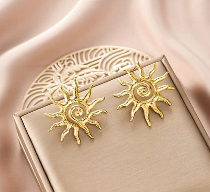 Gold Sunburst Statement Studd Earring