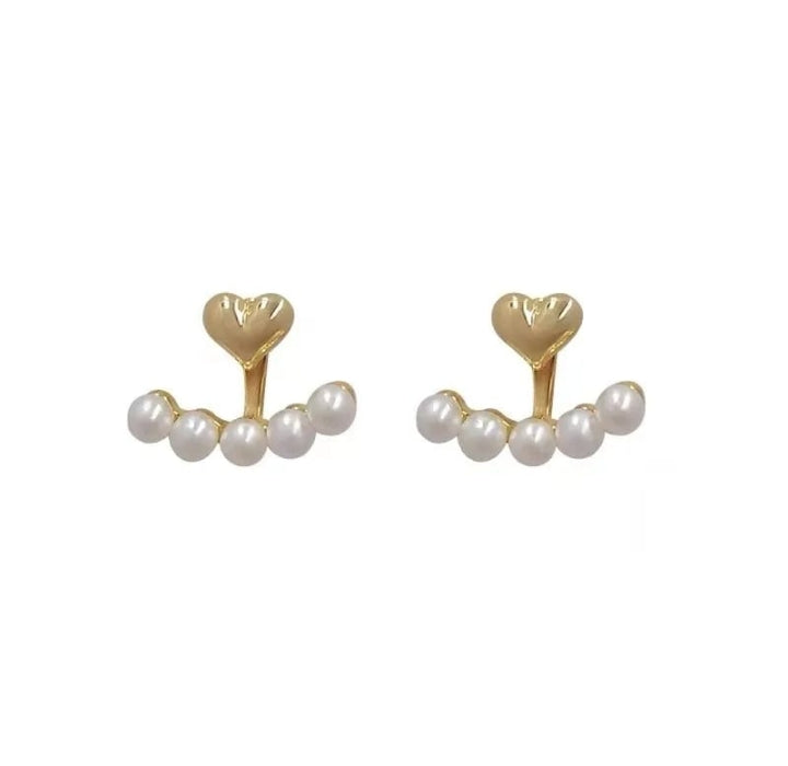 Pearl Heart Ear Cuff Earrings