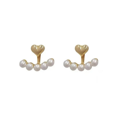 Pearl Heart Ear Cuff Earrings