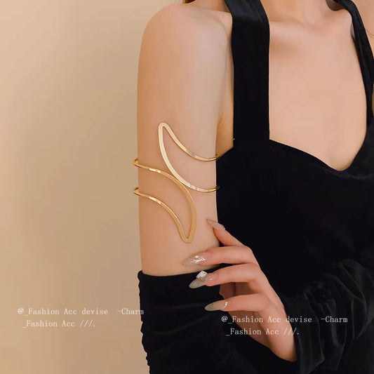 Gold Sculptural Arm Cuff – Modern Minimalist Statement
