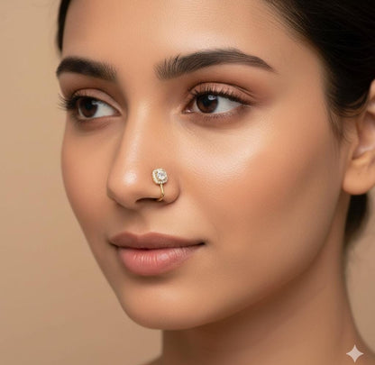 Gold Diamond Halo Nose Ring