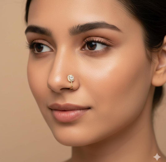 Gold Diamond Halo Nose Ring