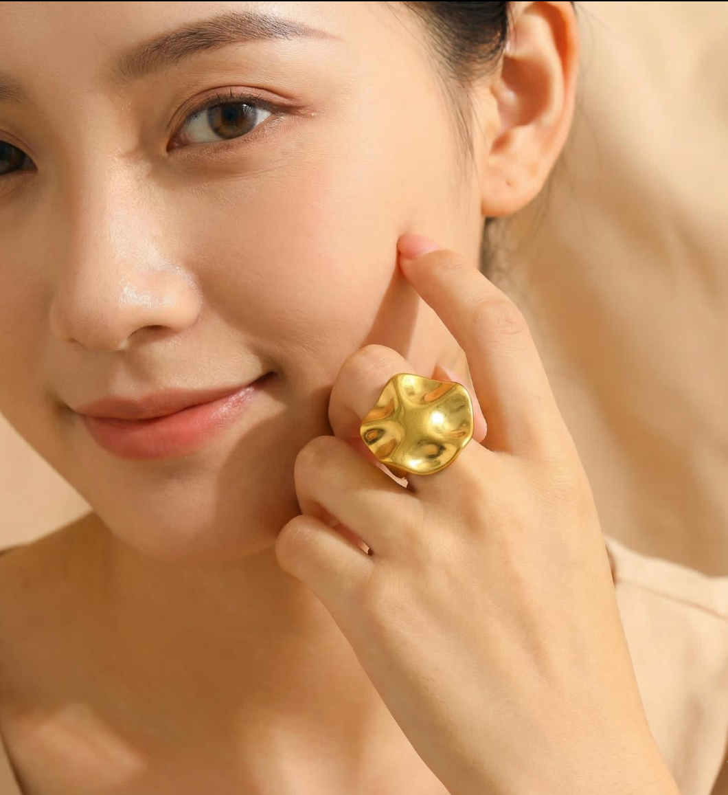 Molten Golden Sculpt Statement Ring