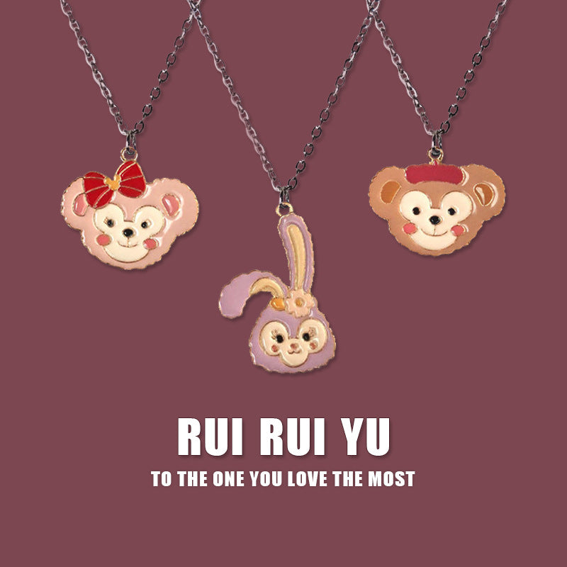 🐻 Cute Cartoon Pendant Necklaces – “RUI RUI YU” Collection