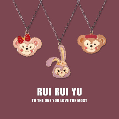🐻 Cute Cartoon Pendant Necklaces – “RUI RUI YU” Collection