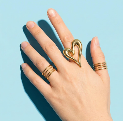 Golden Heart Flow Statement Ring