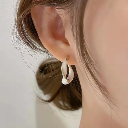 Gold & White Enamel Hoop Earrings