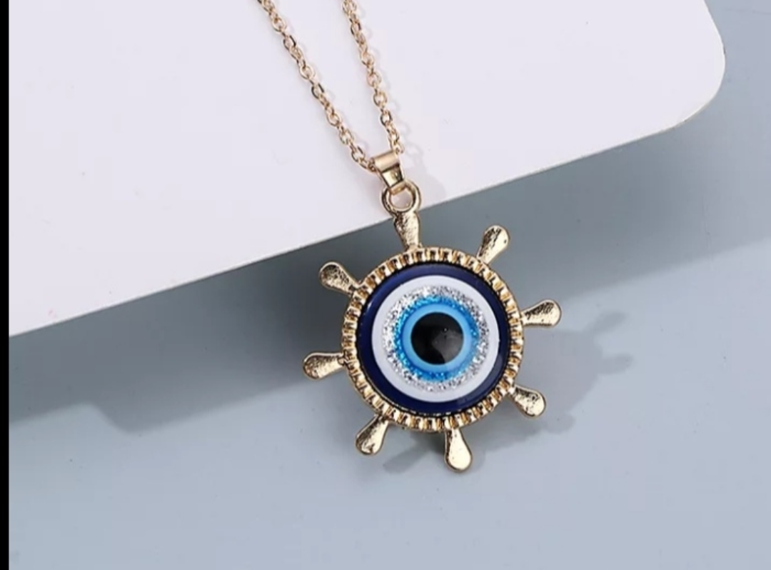 Evil Eye Wheel Pendant Necklace