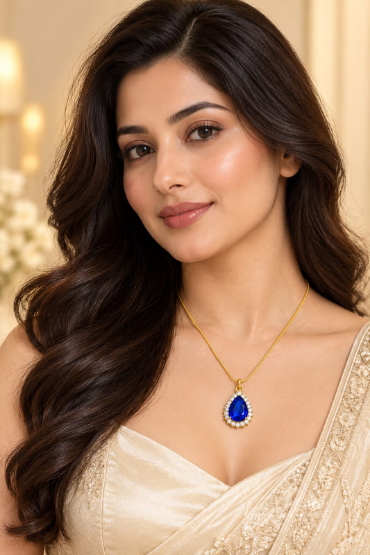 Blue Teardrop Pendant Necklace