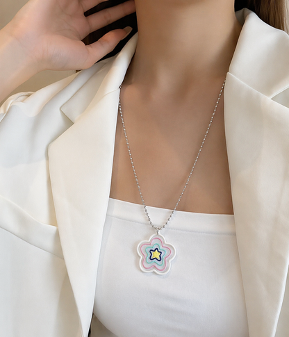 Pastel Star Flower Acrylic Pendant Necklace