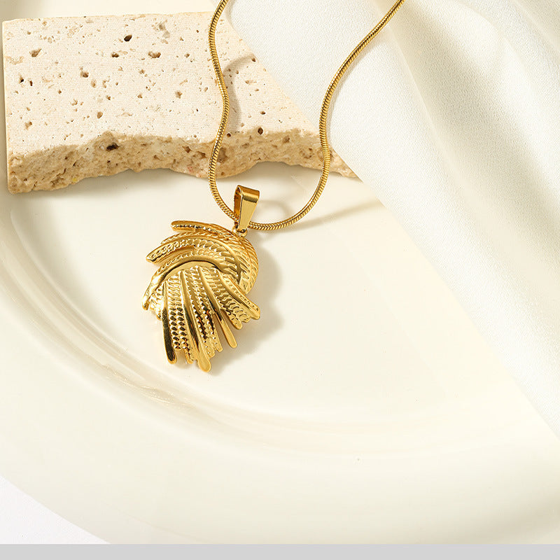 Gold-Tone Feather Pendant Necklace