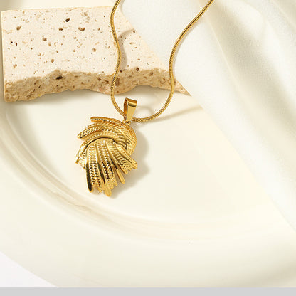 Gold-Tone Feather Pendant Necklace