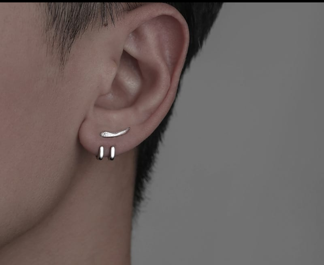 Minimalist Double Hoop Ear Cuff Stud Earrings