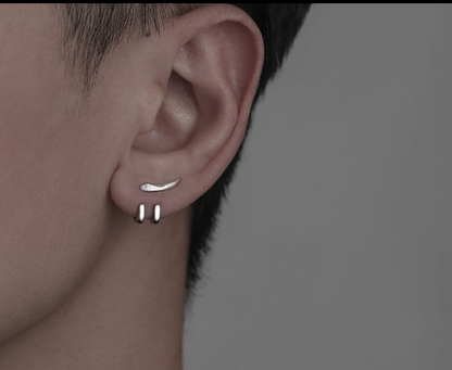 Minimalist Double Hoop Ear Cuff Stud Earrings