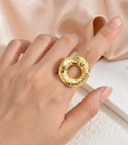 Textured Gold-Tone Statement Ring