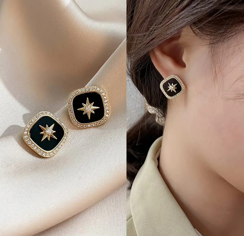 Midnight Star Square Stud Earrings