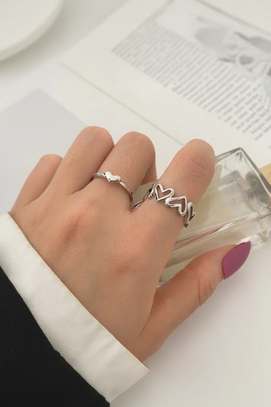 Minimal Heart Ring Set 🤍✨
