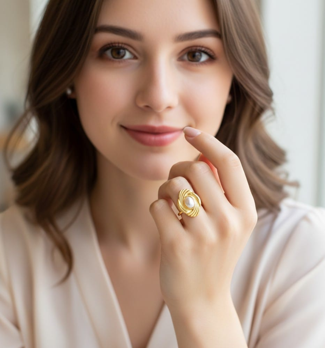 Aurora Swirl Pearl Statement Ring