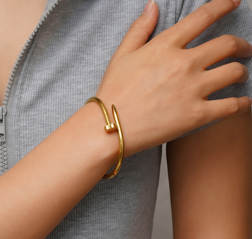 Modern Nail Design Gold Cuff Bracelet