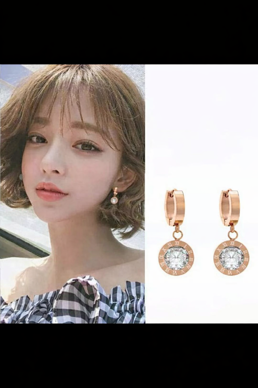 Elegant Roman Crystal Hoop Drop Earrings