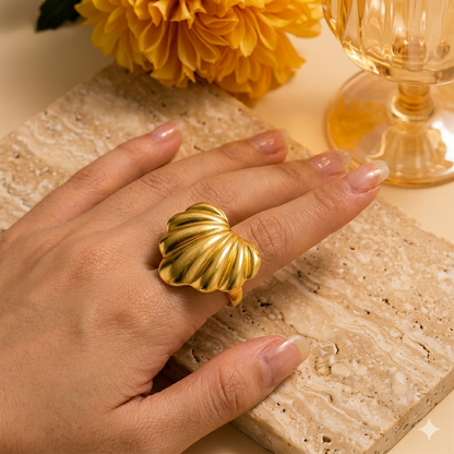 Golden Shell Statement Ring for Women