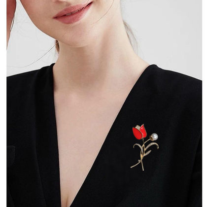 Elegant Pearl Tulip Brooch