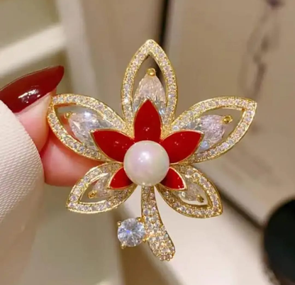 Elegant Blossom Pearl Brooch
