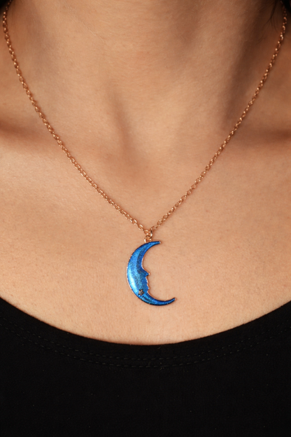 Celestial Moon Face Charm Necklace