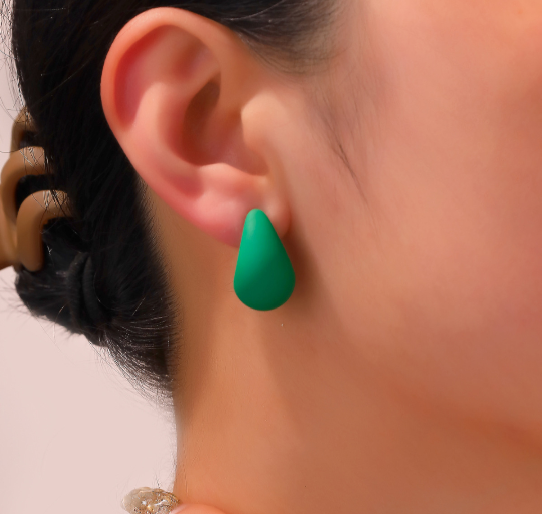 Matte Teardrop Stud Earrings – Minimal Pop Statement