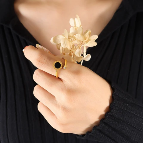 Gold & Black Roman Numeral Ring (Pack of 2)