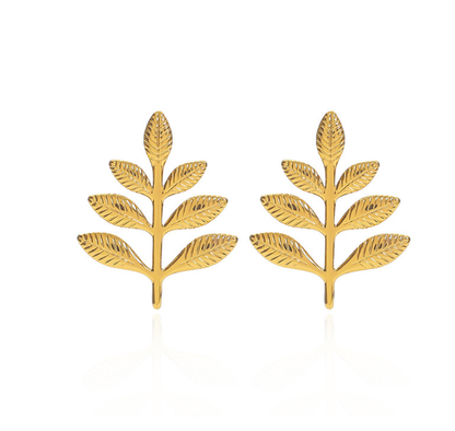 Golden Leaf Branch Stud Earrings – Nature-Inspired Elegance