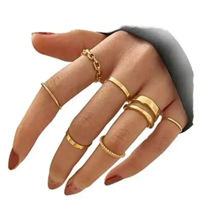 Minimalist Gold-Tone Stacking Rings Set – Dainty Layered Fashion Rings