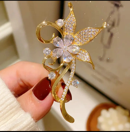 Luxury Crystal Floral Vine Brooch