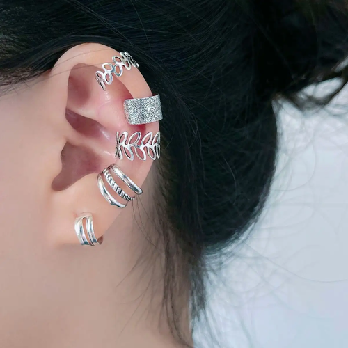 Gold & Silver Ear Cuff Set – Stylish Non-Piercing Ear Wrap